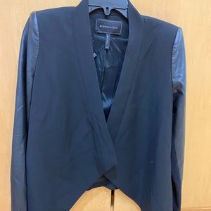 Black blazer with leather sleeve detail